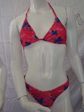 Floral Triangle Bikini Set in Pink